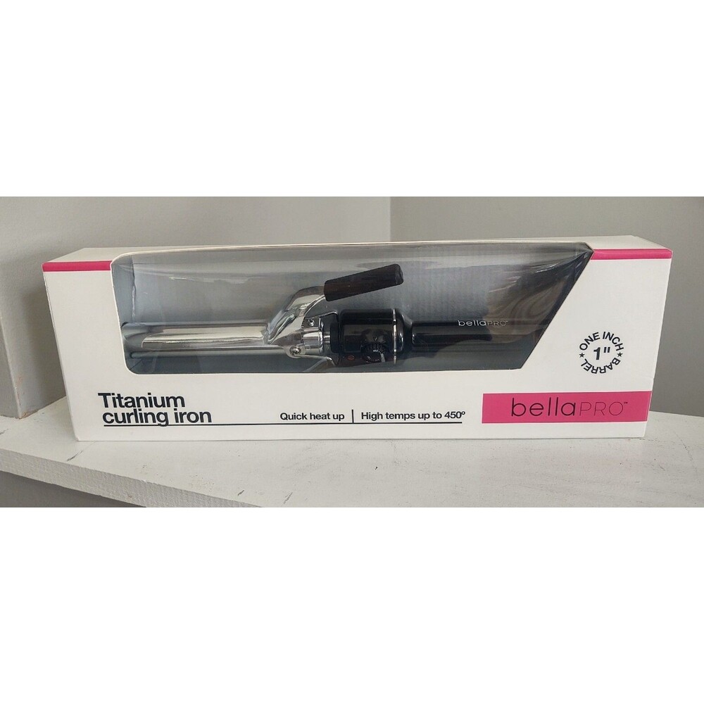 New Bella Pro 450 Degree 1" Titanium Barrel Curling Iron w/ swivel cord